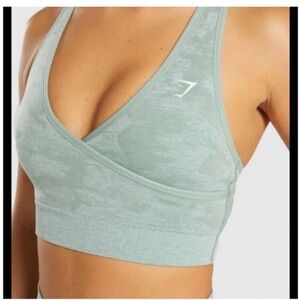 Gymshark Women's Green Camouflage Sports Bra Measurements Listed No Size
